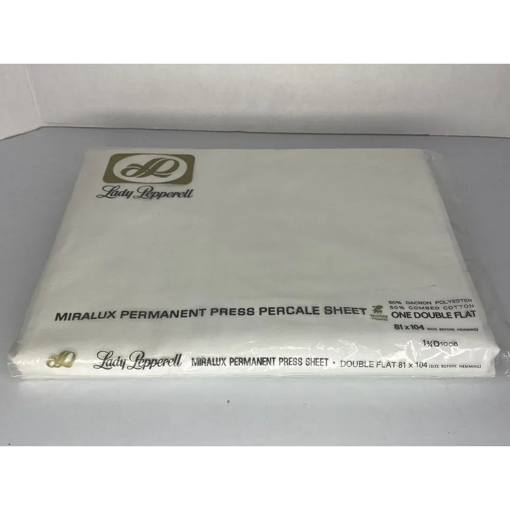 Lady‎ Pepperell Vintage Double Bed Flat Sheet NIP Percale White